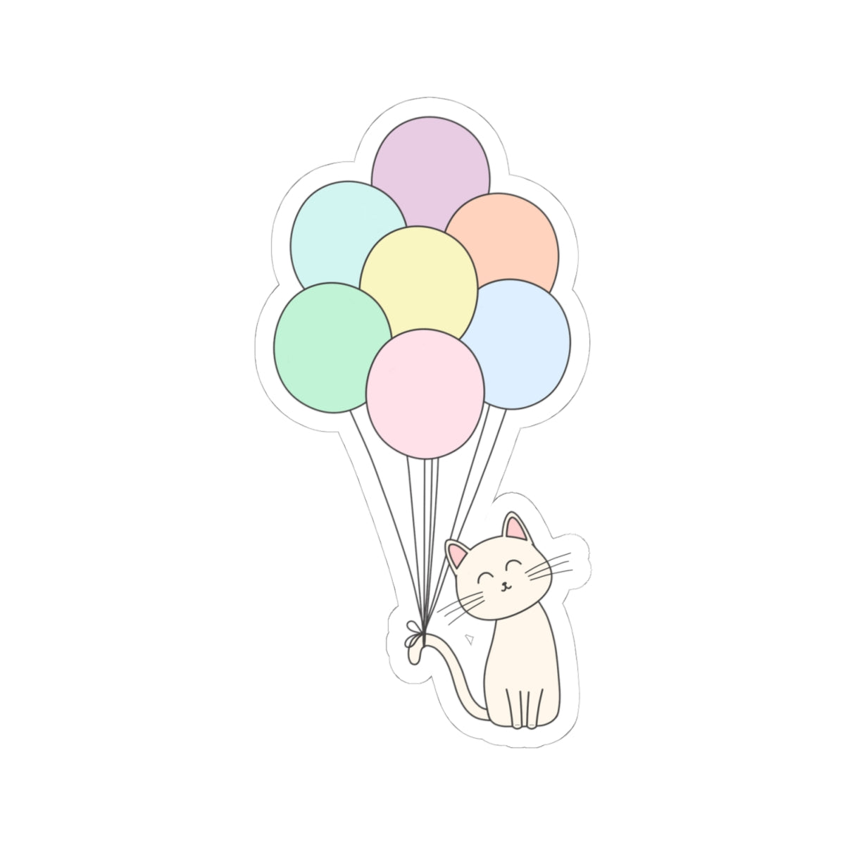 Cute Cat Stickers - Multi-Colored Balloons with Cat Sticker