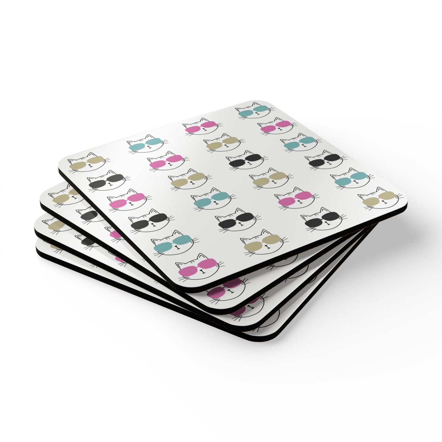 Cool Cat Coaster Set | Corkboard Cat Coasters