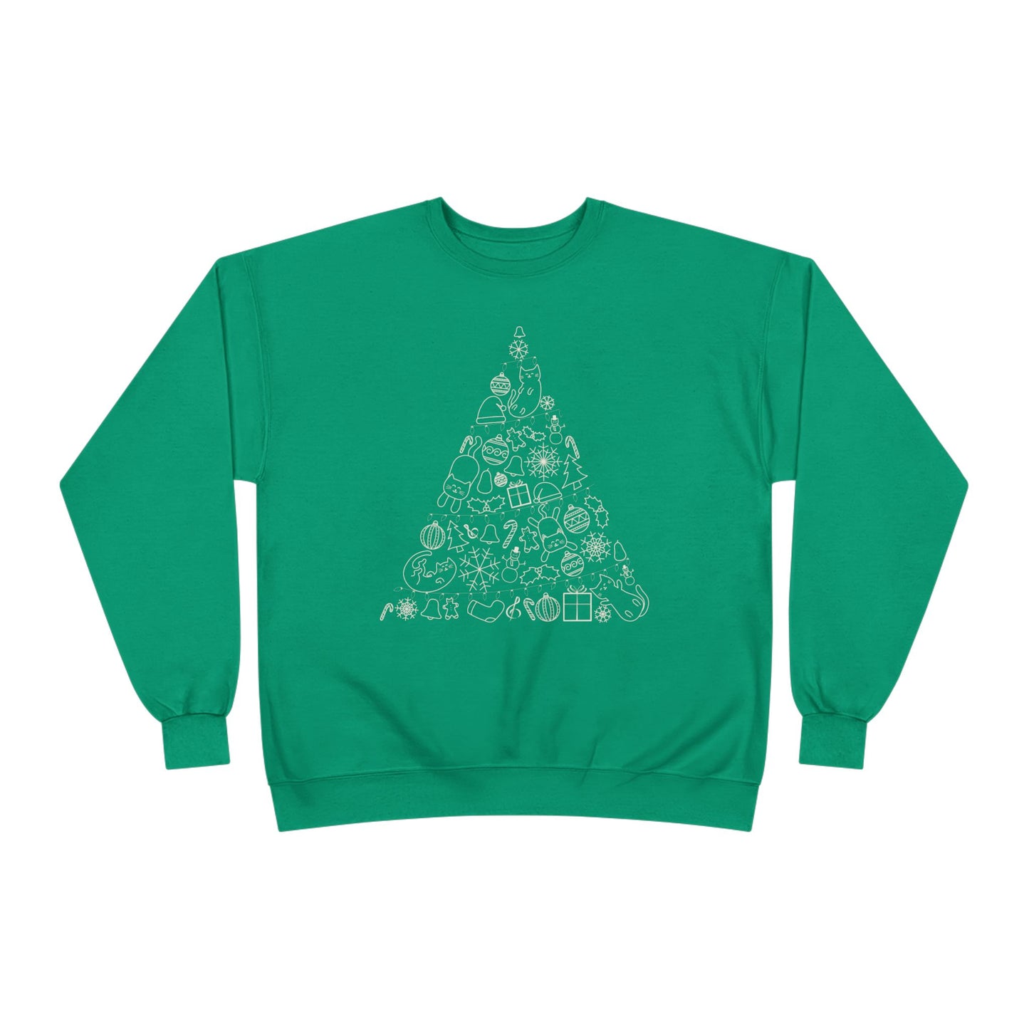 Christmas Cat Tree Sweatshirt - Cozy Holiday Unisex Eco-Friendly Crewneck