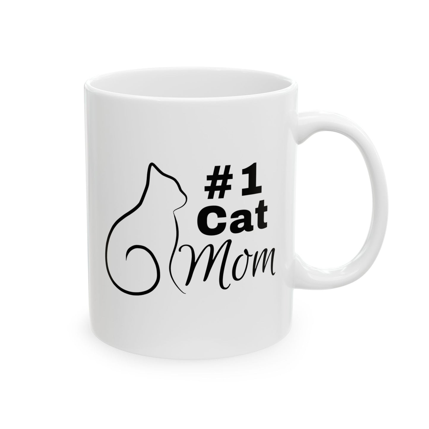 Number 1 Cat Mom Mug - Line Art Ceramic Cat Mug