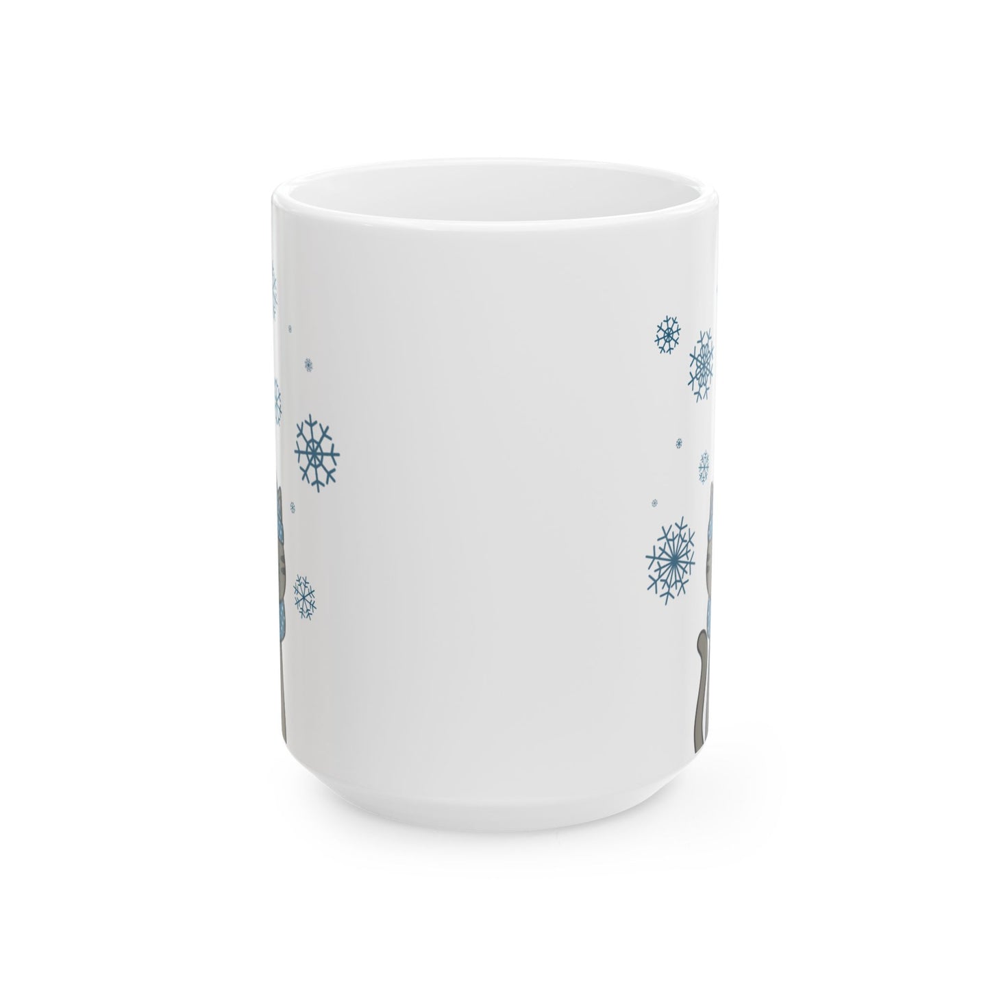 Winter Gray Brown Tabby Cat Mug