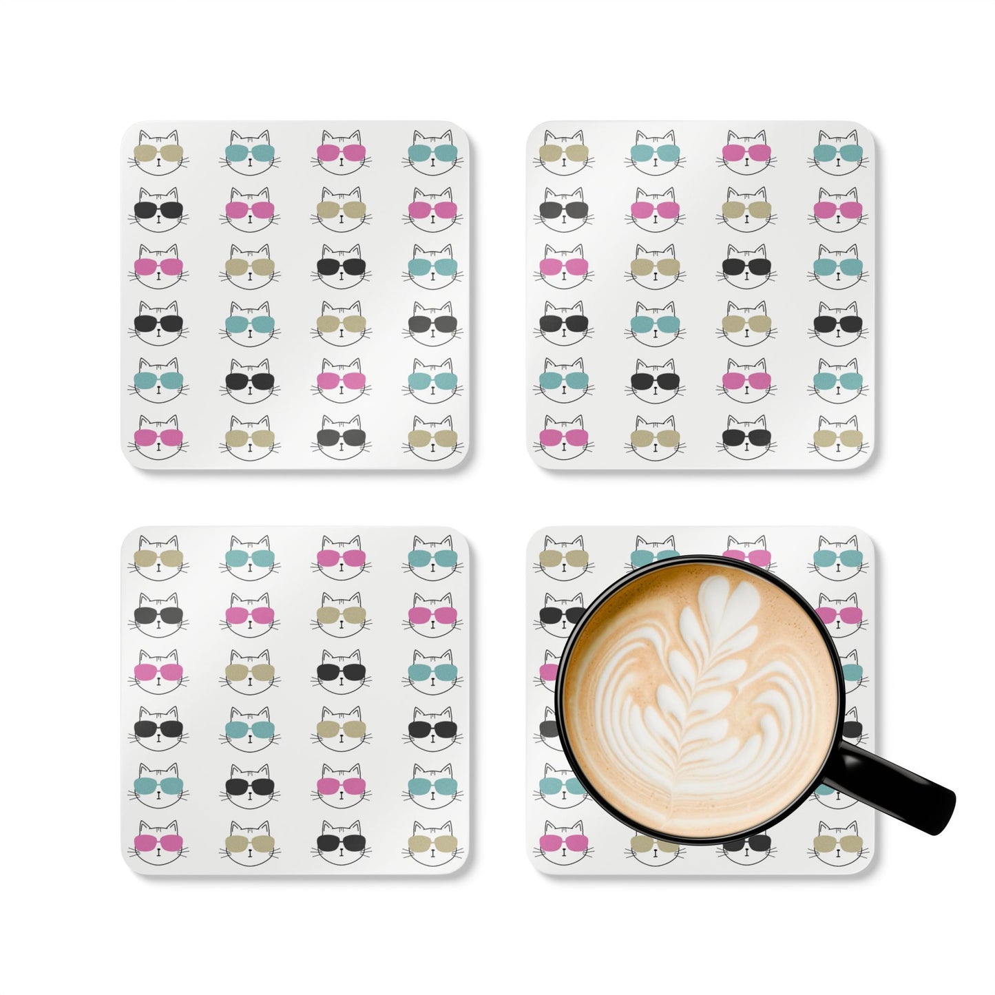 Cool Cat Coaster Set | Corkboard Cat Coasters