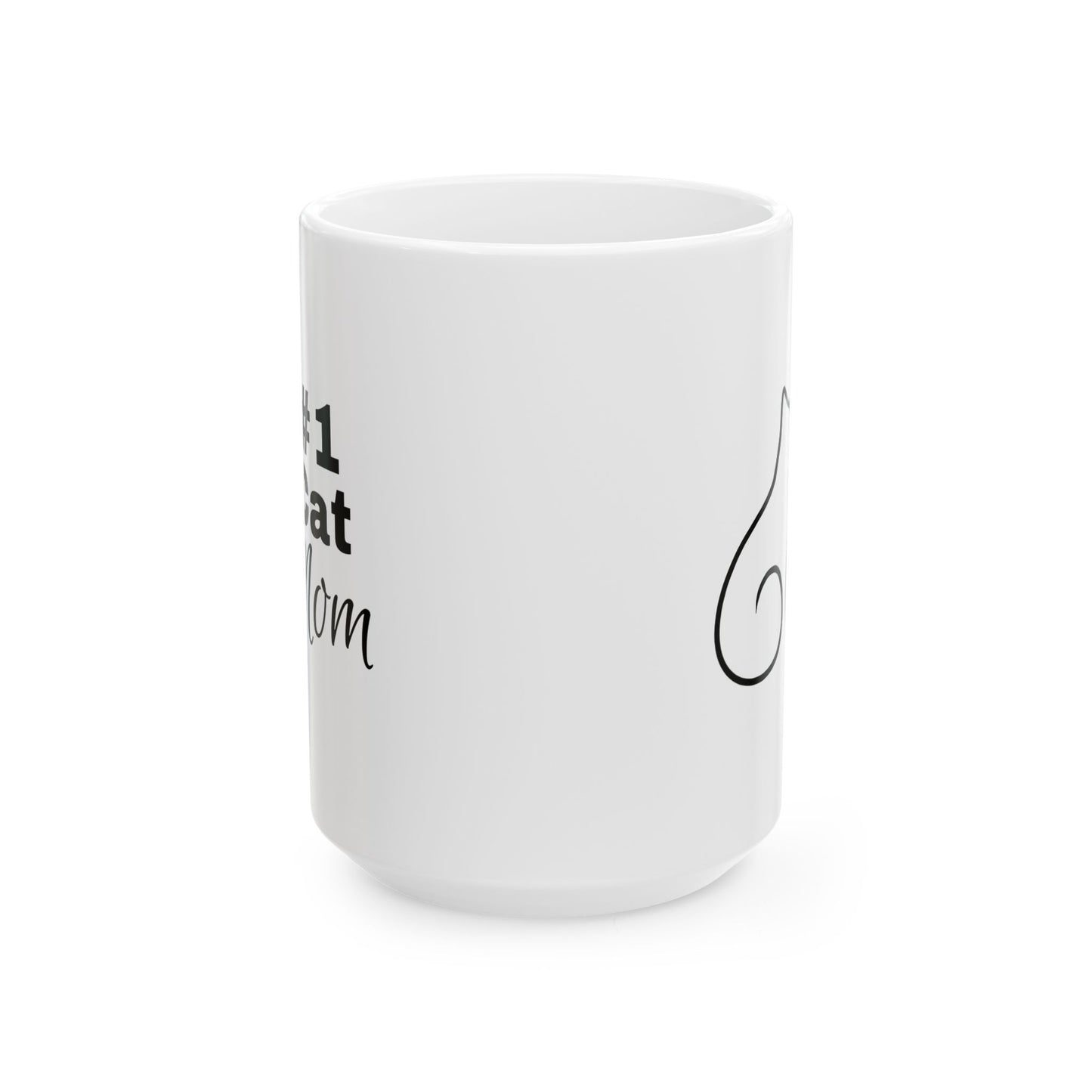 Number 1 Cat Mom Mug - Line Art Ceramic Cat Mug