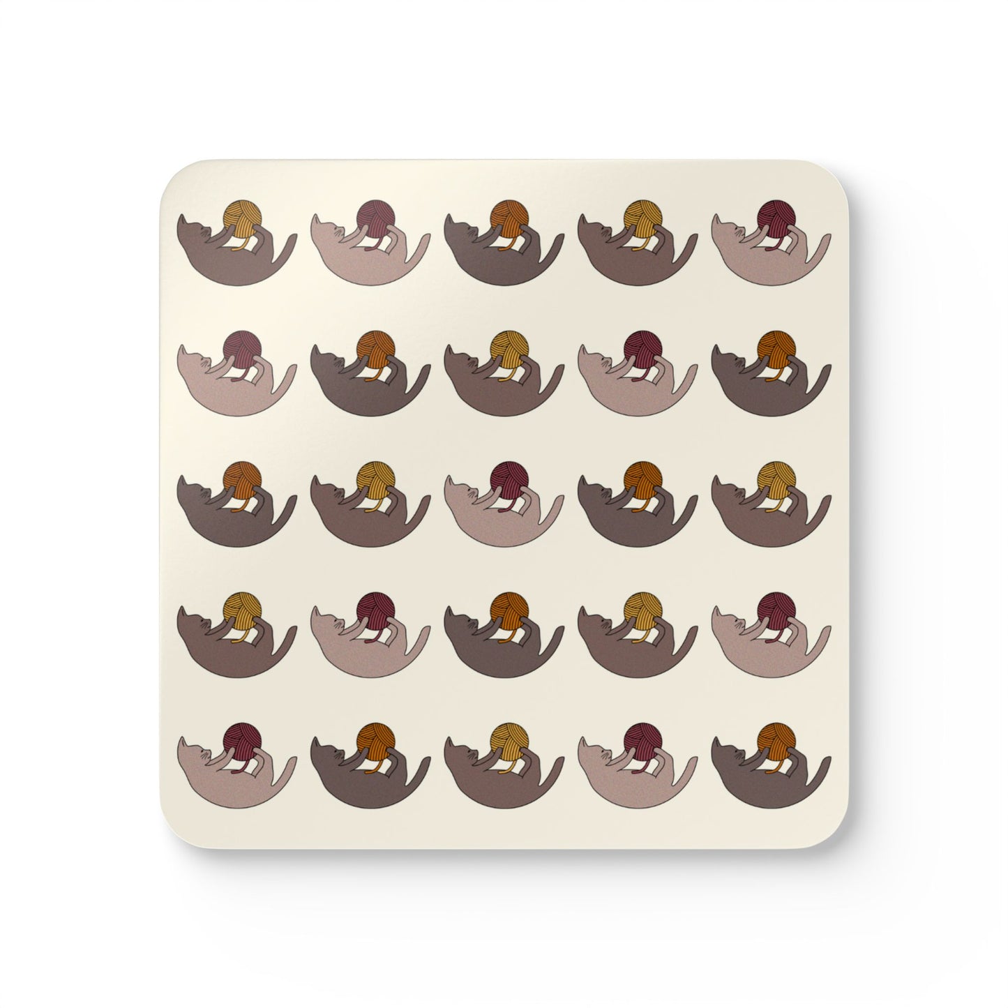Fall Cat Coaster Set - Yarn and Kitten Coasters