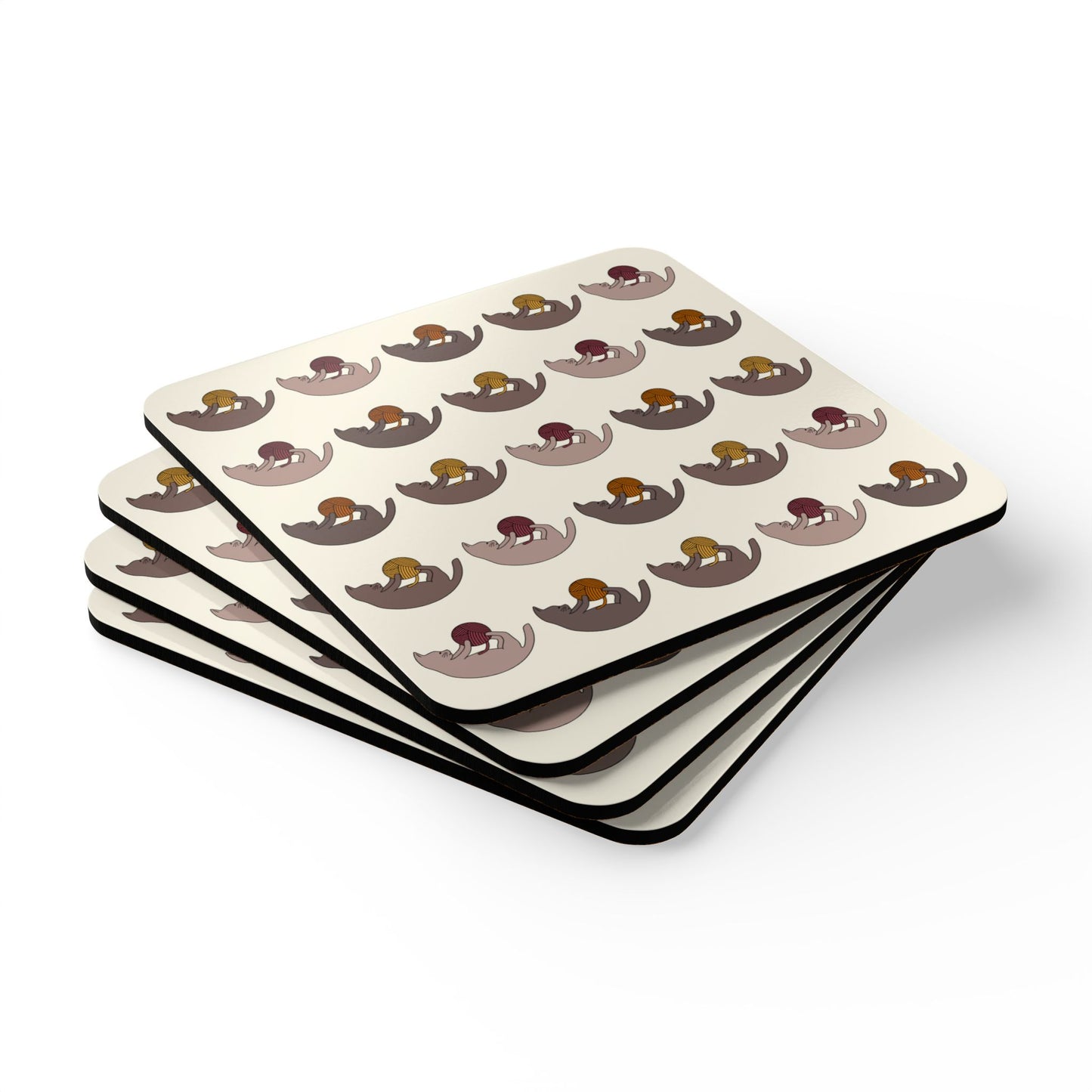 Fall Cat Coaster Set - Yarn and Kitten Coasters