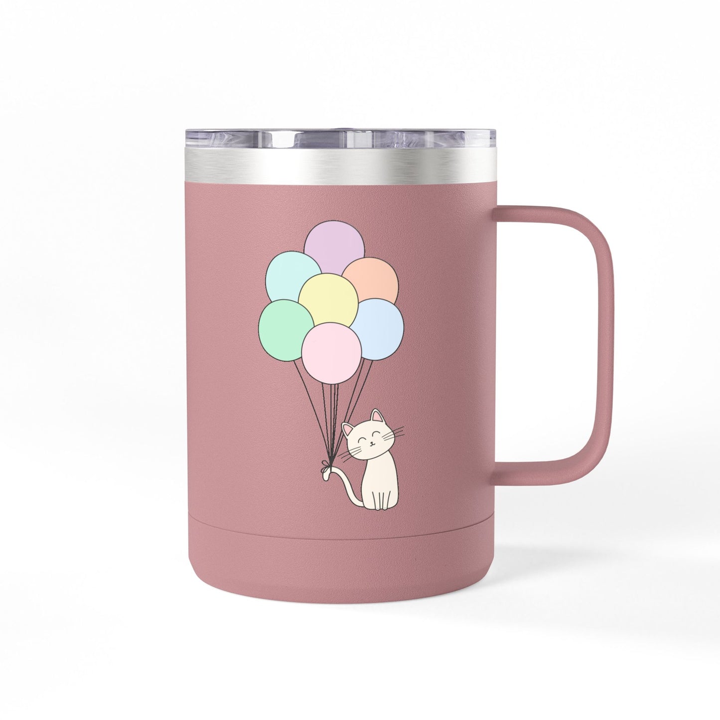 Cat With Balloons Coffee Mug Tumbler - 15oz Ceramic Mug
