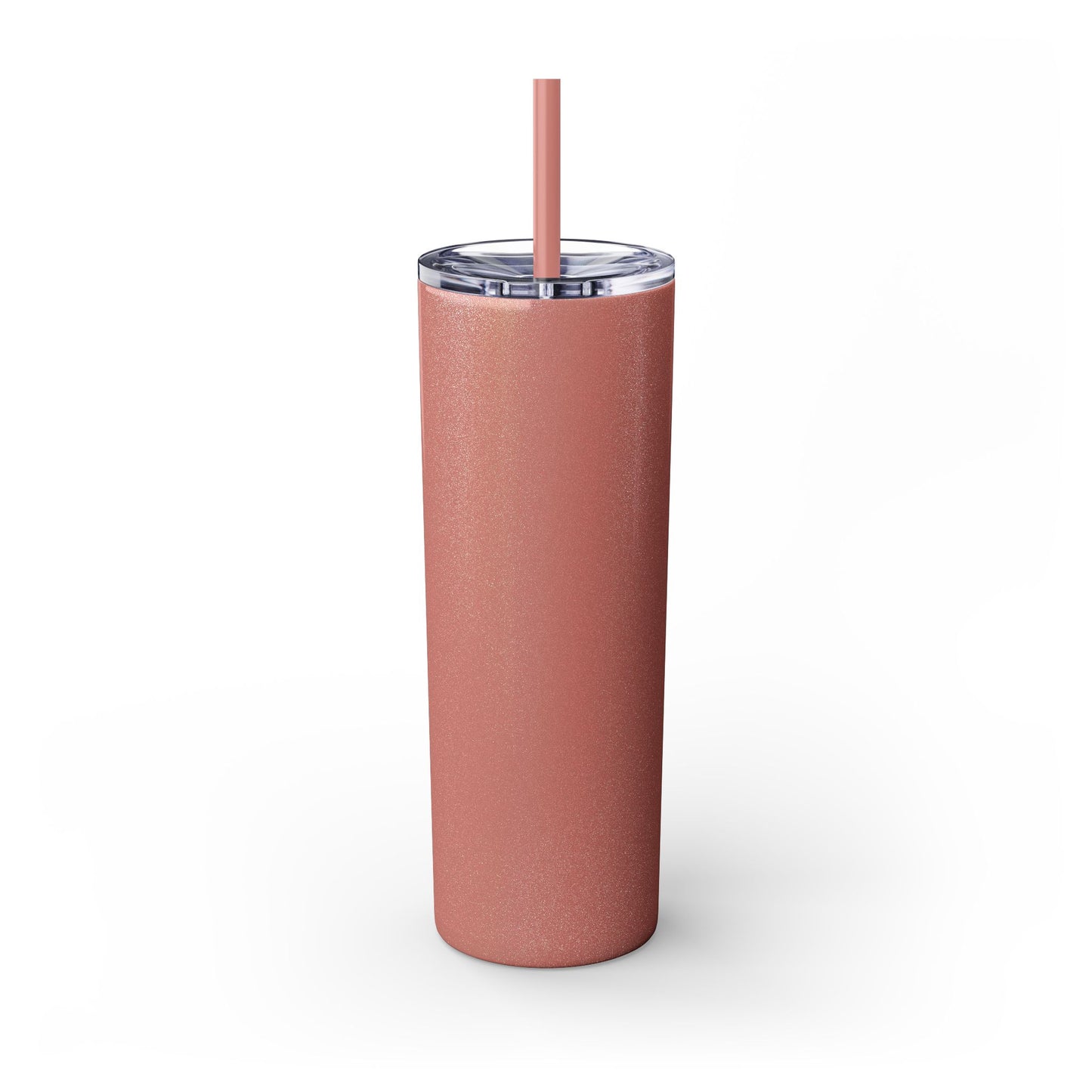 Sorry I'm Late My Cat Was Sleeping On Me - Glitter Pink Cat Water Bottle with Straw - 20oz Skinny Tumbler