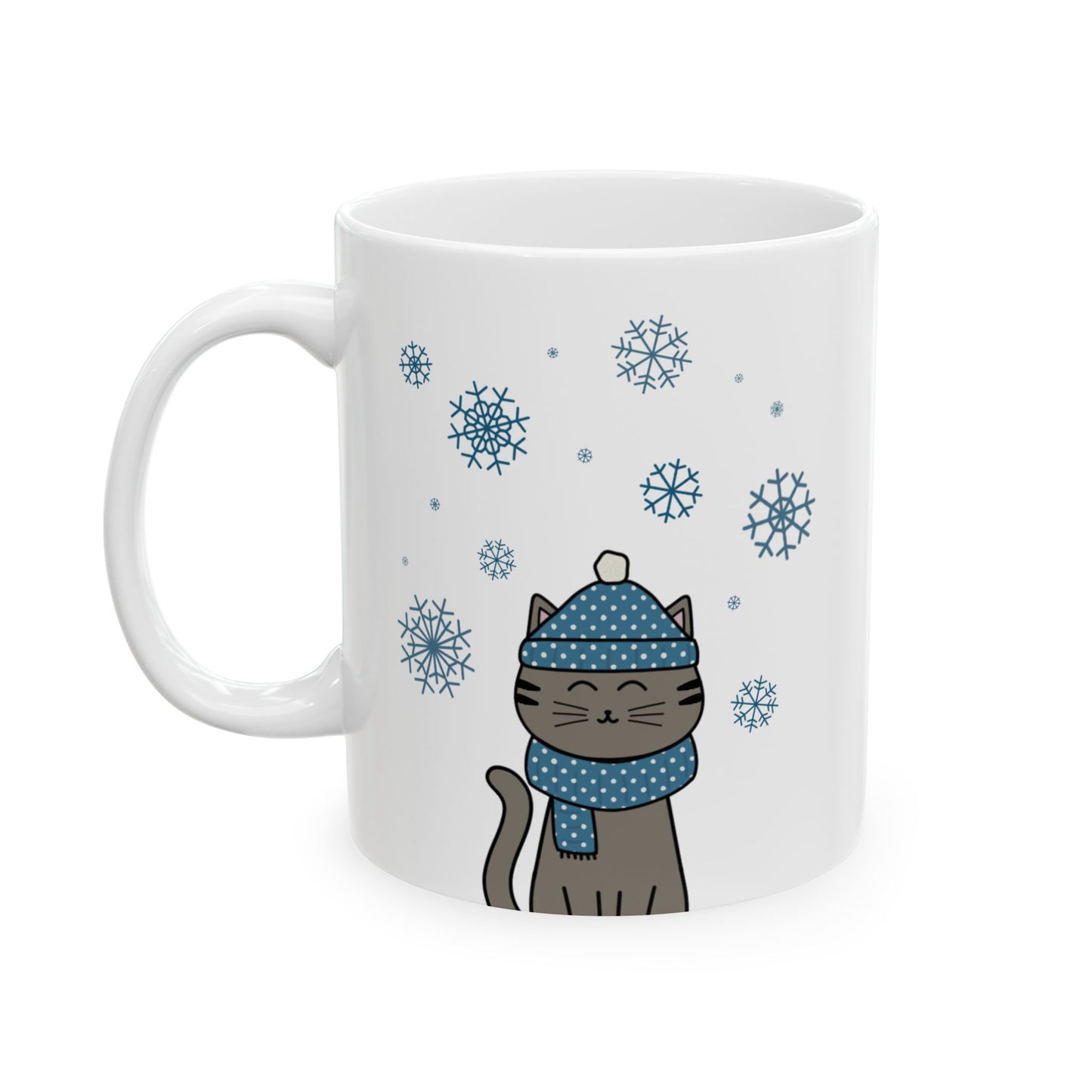 Winter Gray Brown Tabby Cat Mug