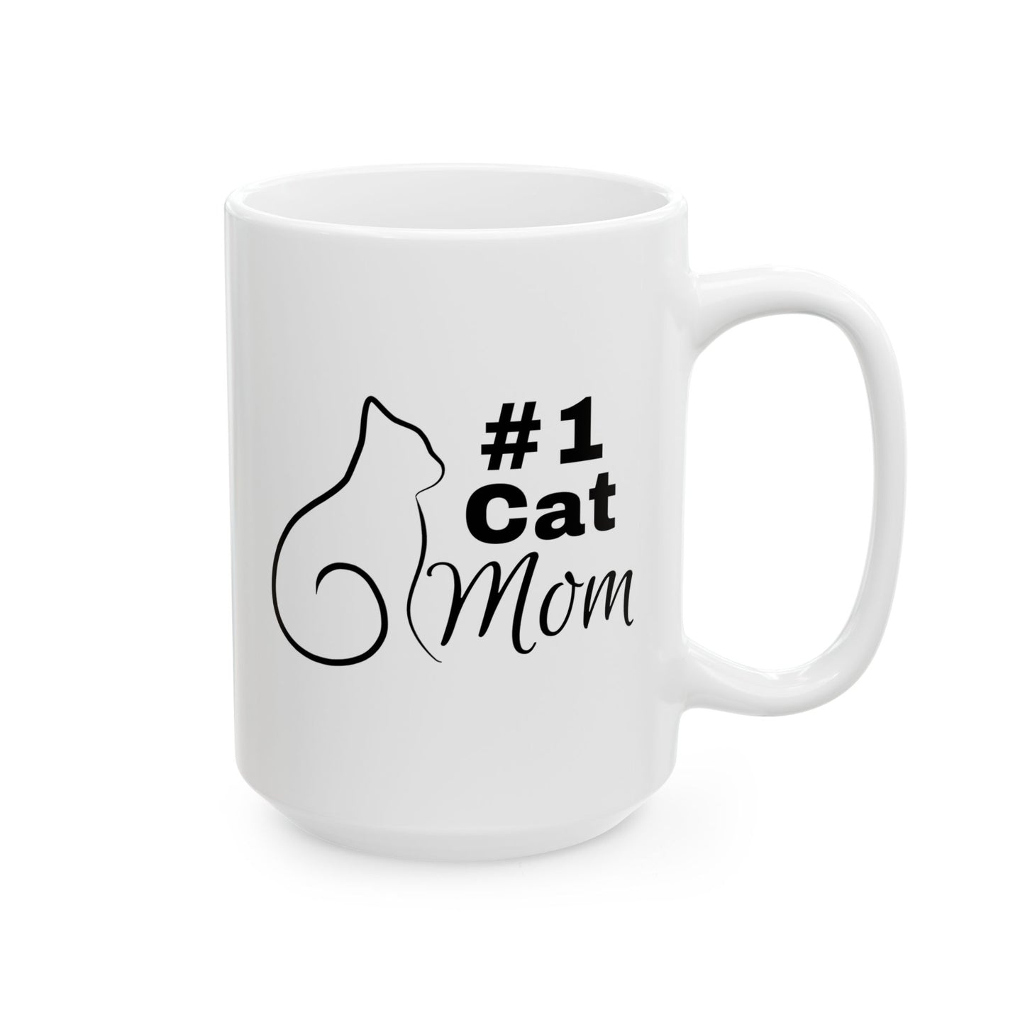 Number 1 Cat Mom Mug - Line Art Ceramic Cat Mug