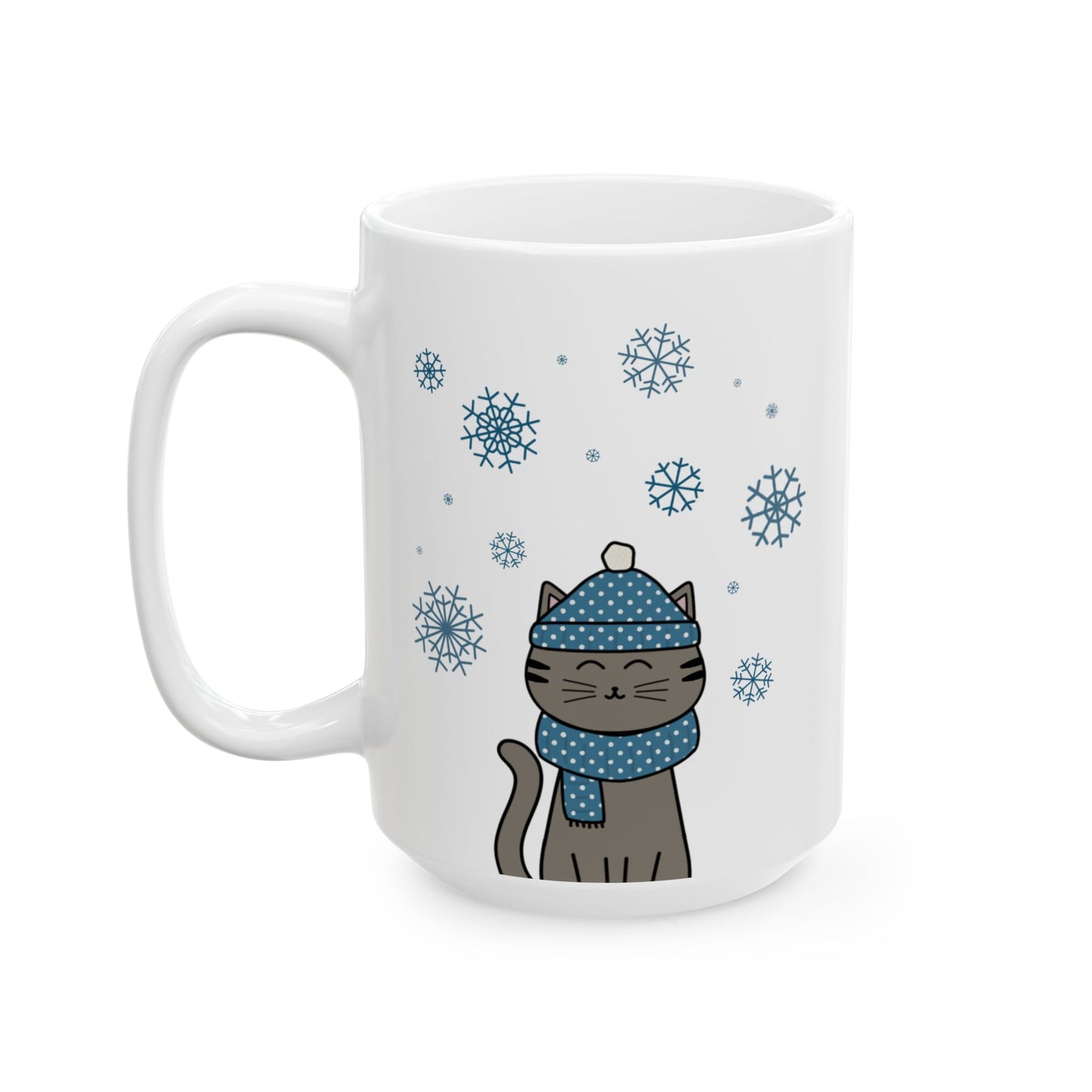 Winter Gray Brown Tabby Cat Mug