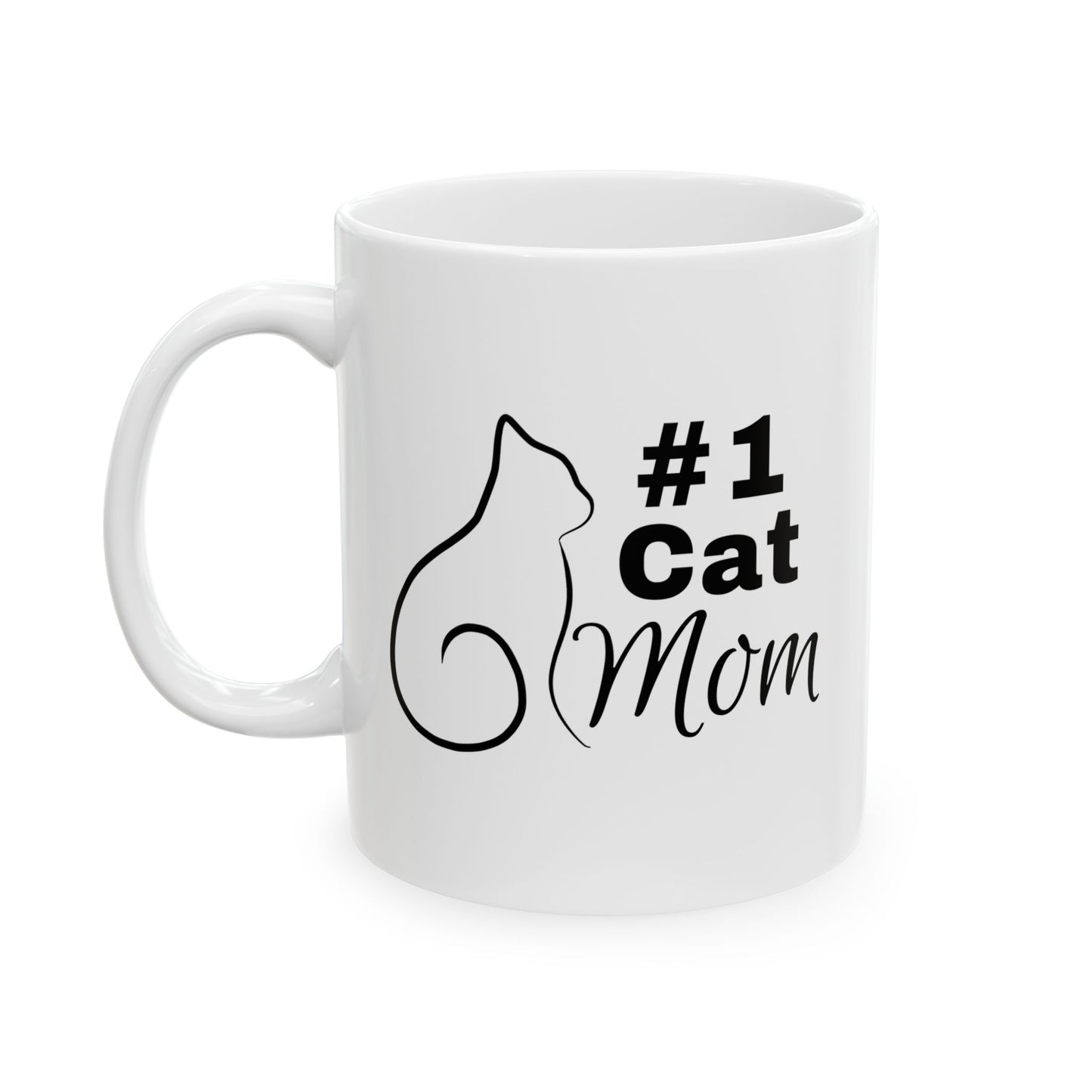 Number 1 Cat Mom Mug - Line Art Ceramic Cat Mug