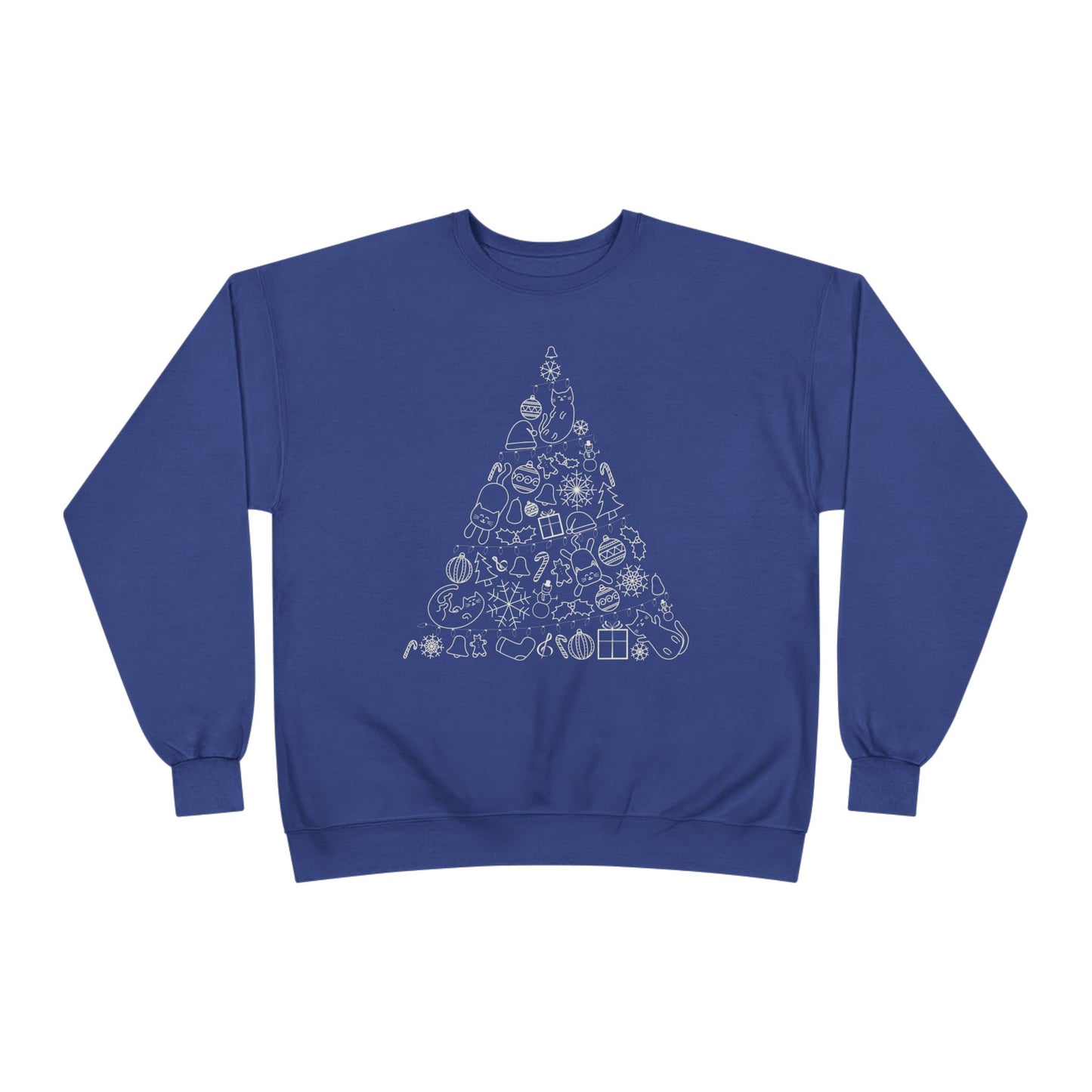 Christmas Cat Tree Sweatshirt - Cozy Holiday Unisex Eco-Friendly Crewneck