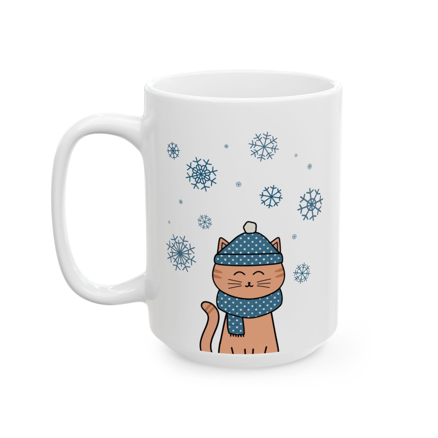 Winter Orange Cat Mug - Orange Tabby Coffee Mug