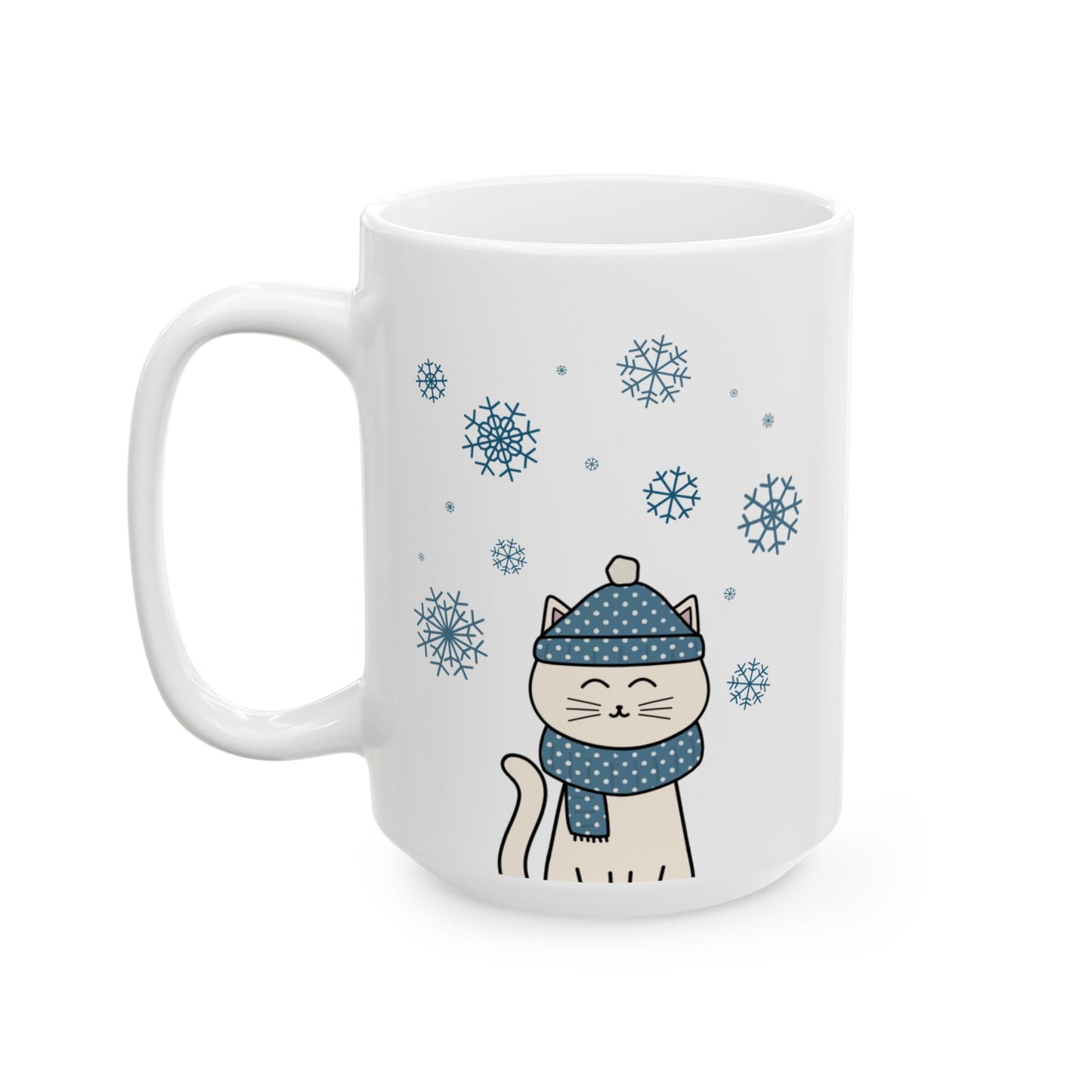 Winter White Cat Mug - White Holiday Cat Mug