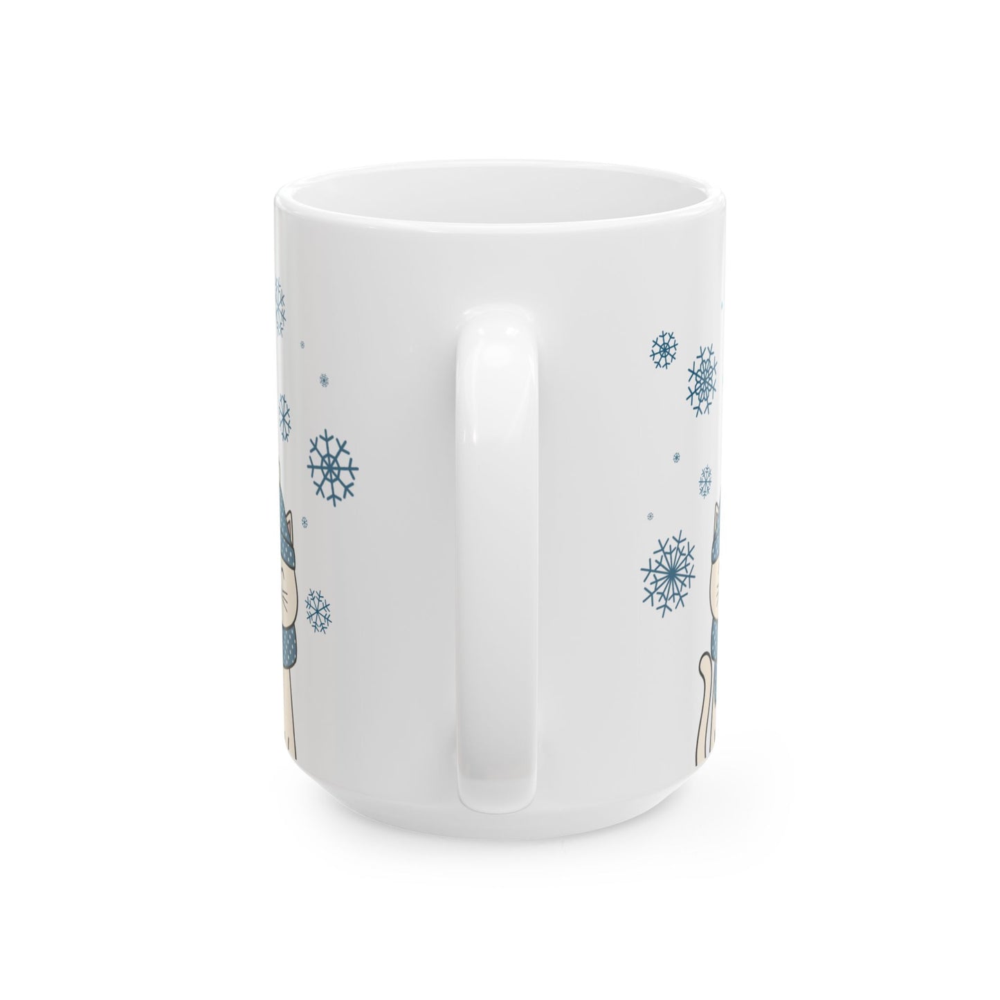 Winter White Cat Mug - White Holiday Cat Mug