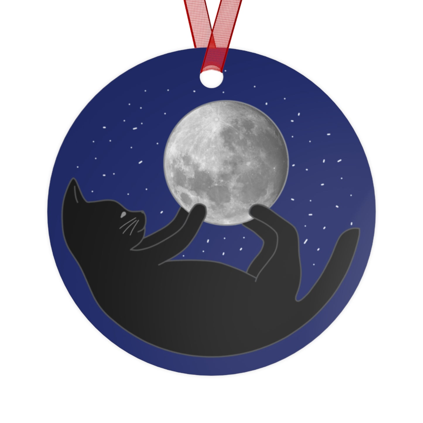 Moon and Black Cat Ornament