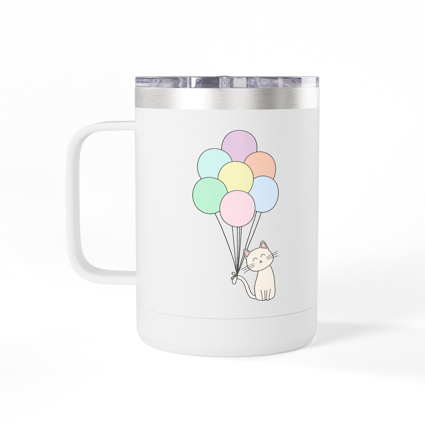 Cat With Balloons Coffee Mug Tumbler - 15oz Ceramic Mug