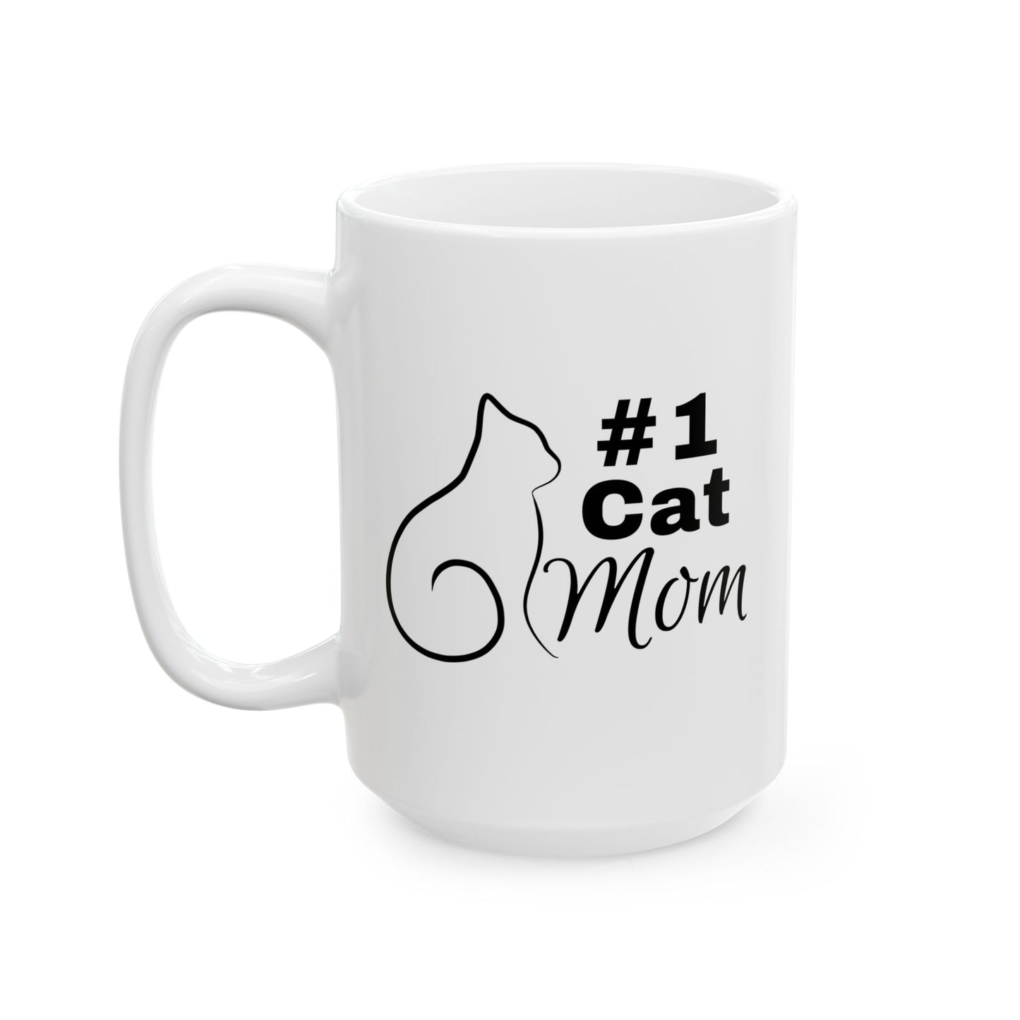 Number 1 Cat Mom Mug - Line Art Ceramic Cat Mug