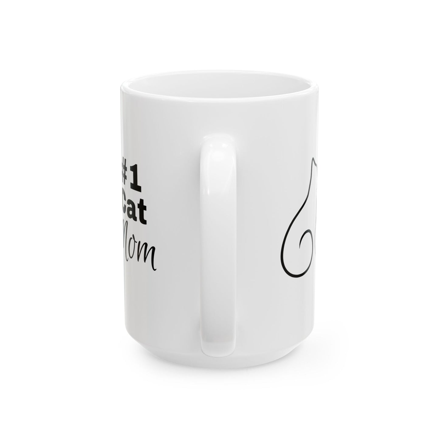 Number 1 Cat Mom Mug - Line Art Ceramic Cat Mug