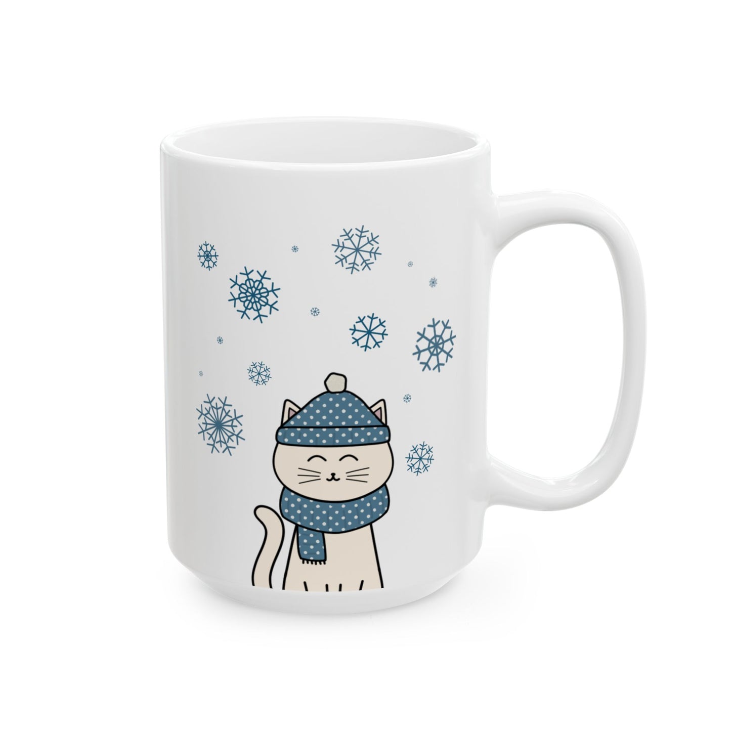 Winter White Cat Mug - White Holiday Cat Mug
