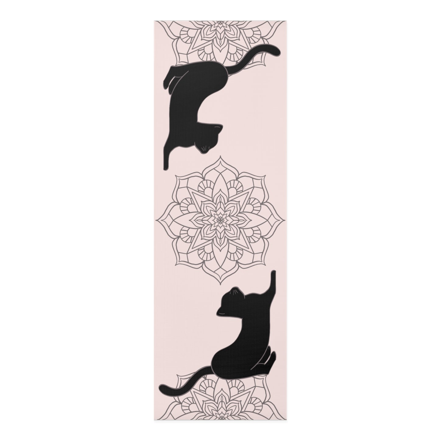 Cat Yoga Mat, Black Cat Yoga Mat, Foam Exercise Mat, Fitness Mat for Cat Lovers, Mandala Design Yoga Mat
