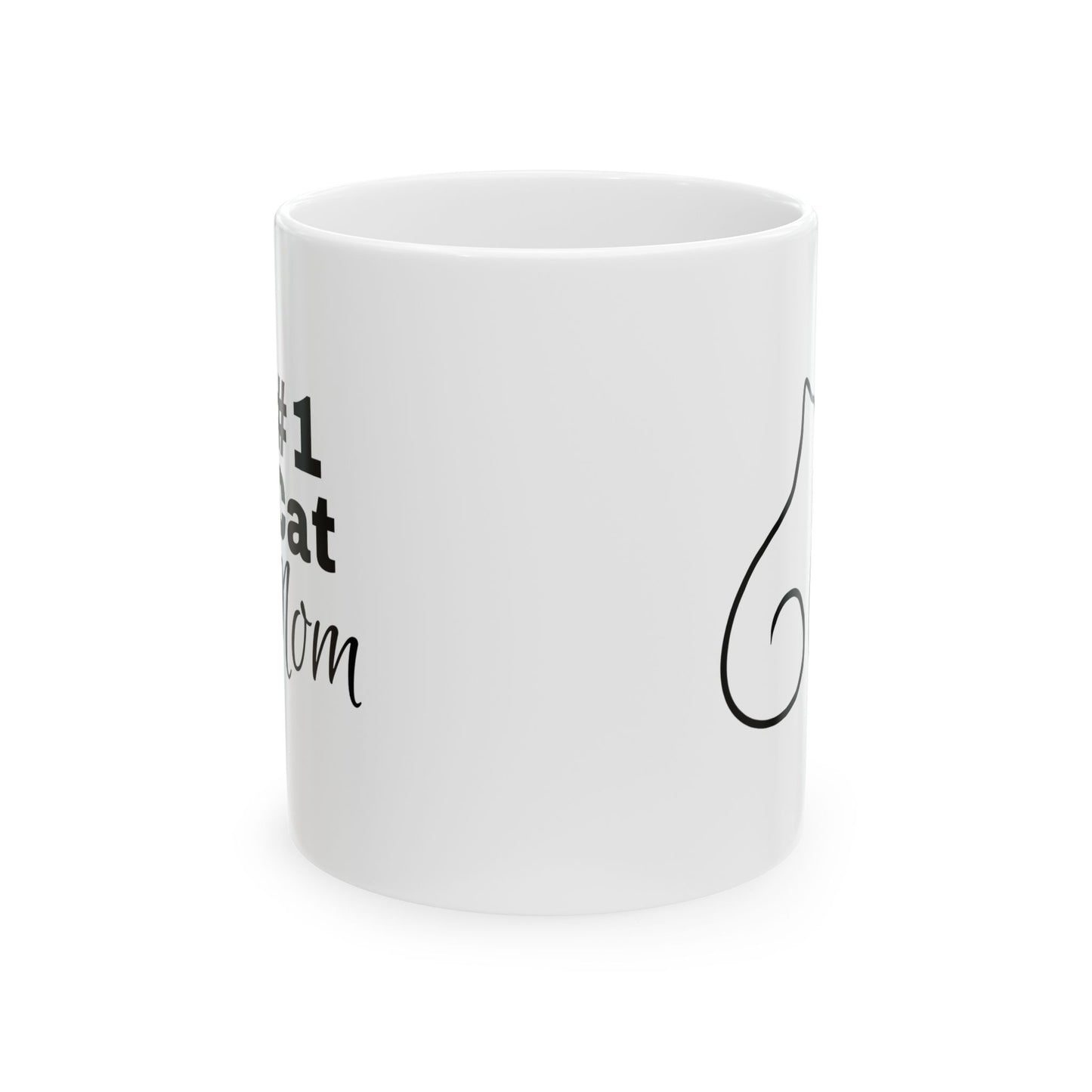 Number 1 Cat Mom Mug - Line Art Ceramic Cat Mug