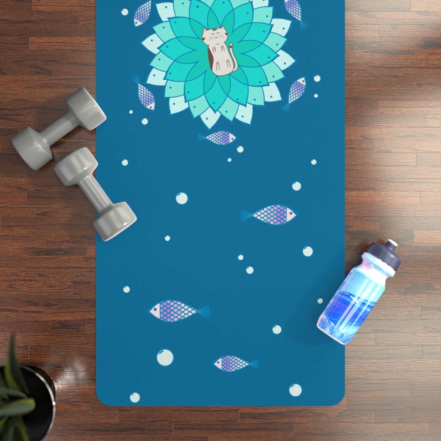 Fish Mandala Cat Yoga Mat