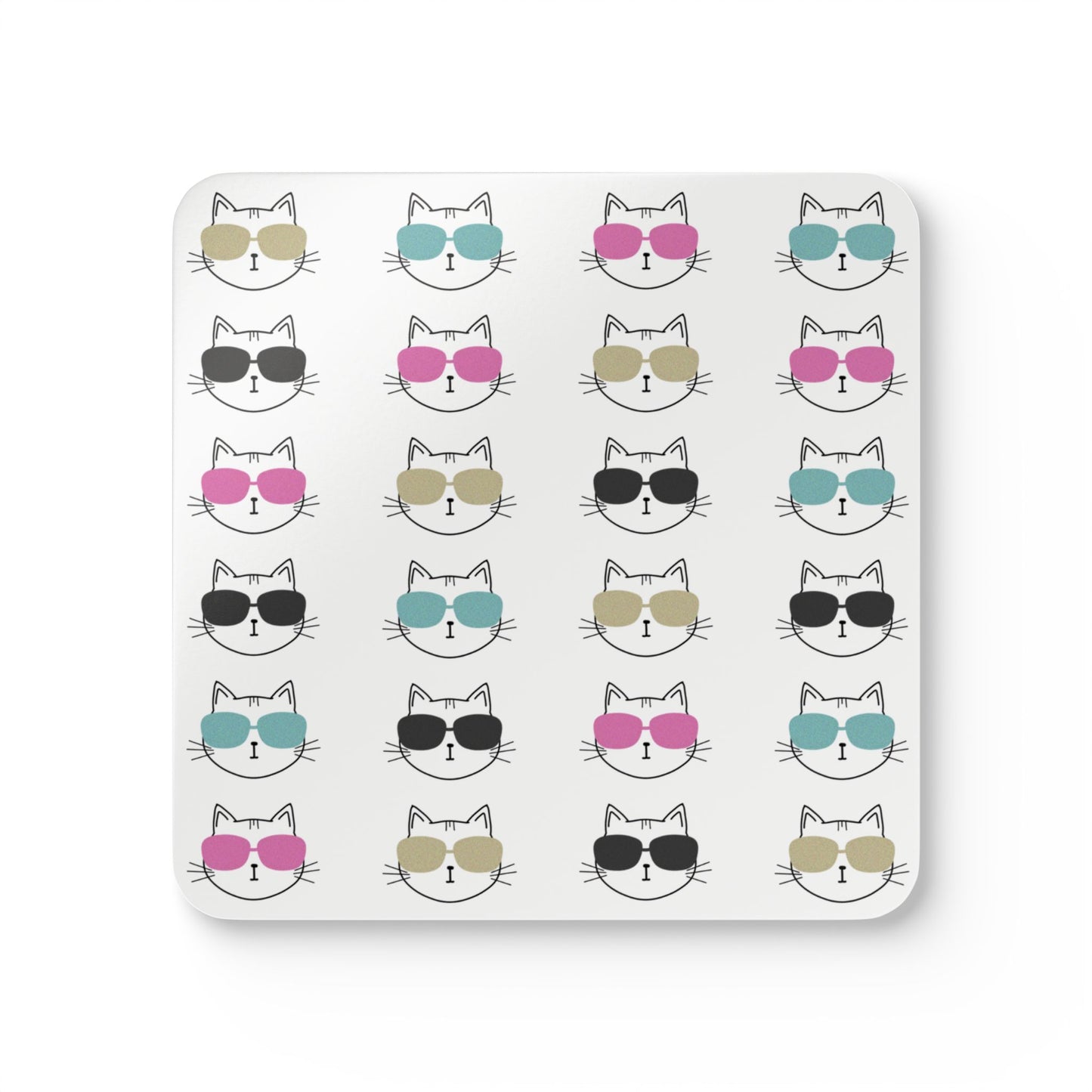 Cool Cat Coaster Set | Corkboard Cat Coasters