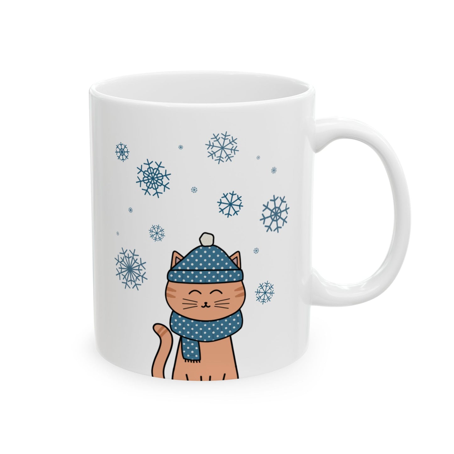 Winter Orange Cat Mug - Orange Tabby Coffee Mug