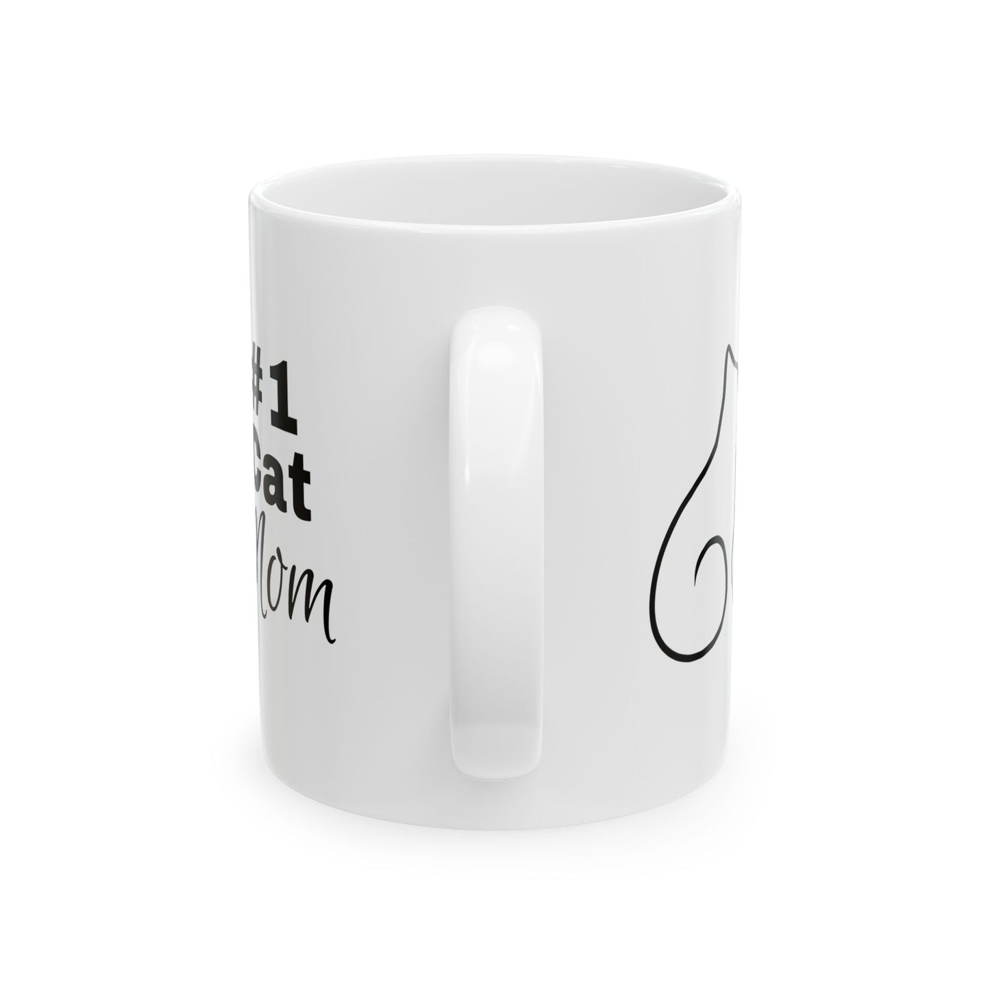 Number 1 Cat Mom Mug - Line Art Ceramic Cat Mug