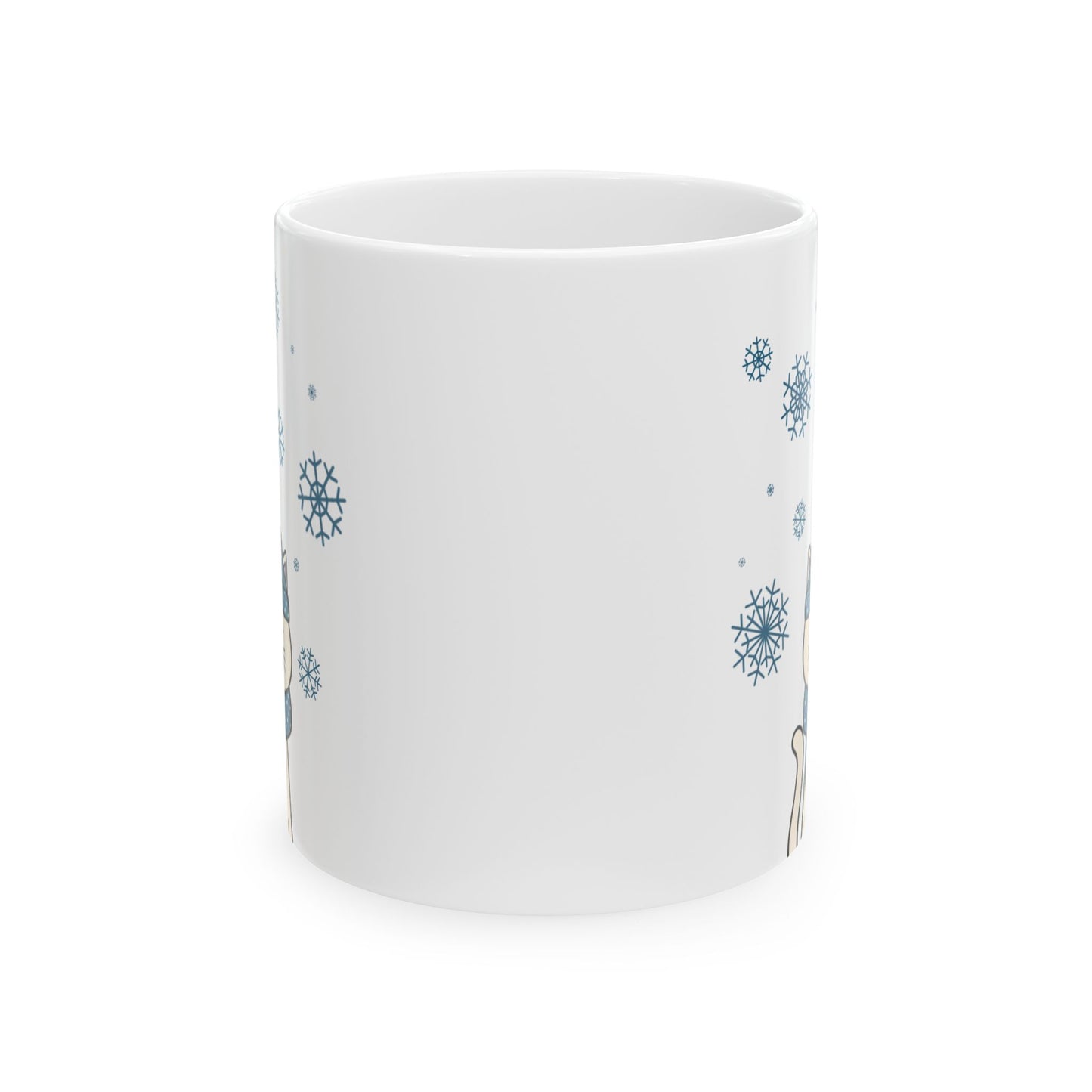Winter White Cat Mug - White Holiday Cat Mug