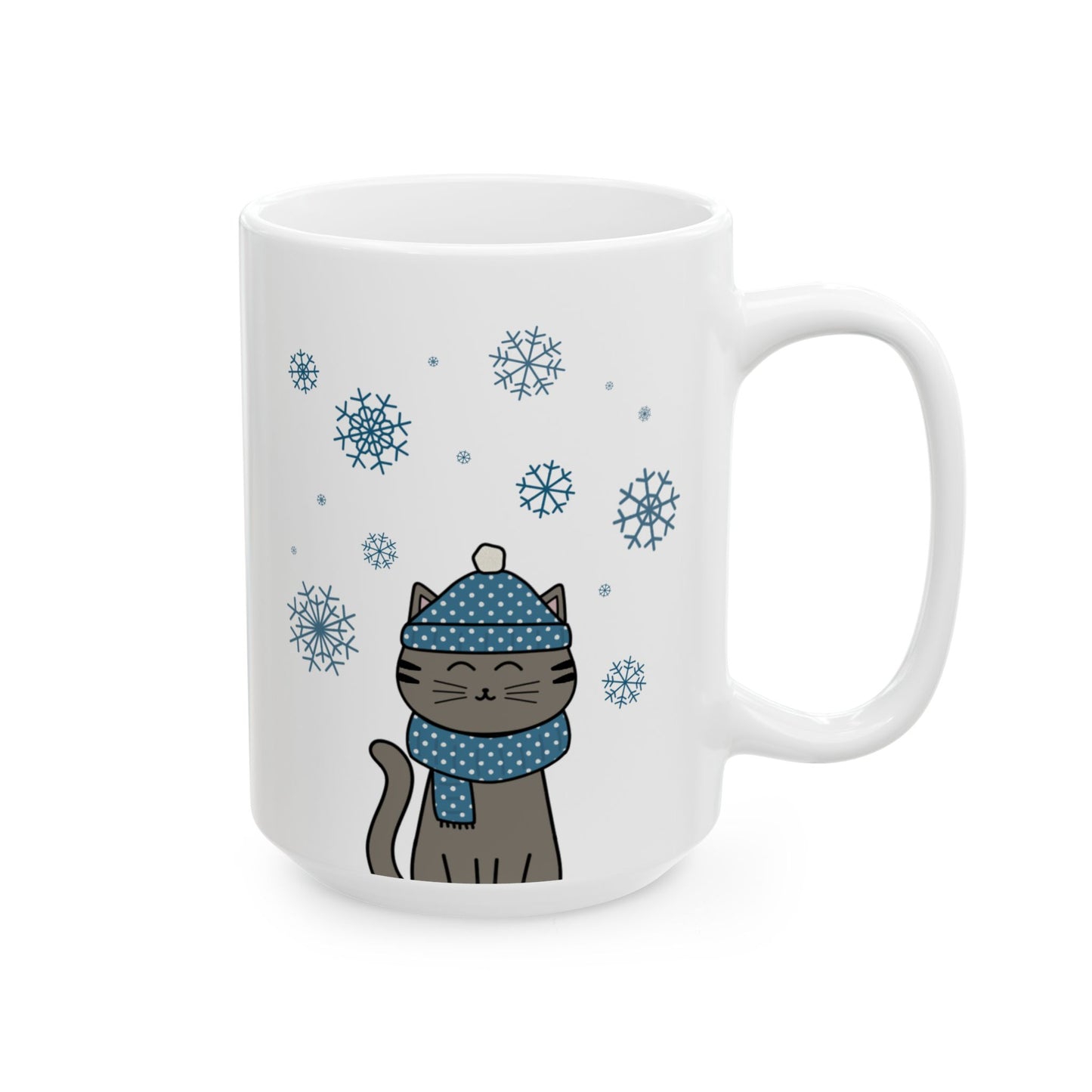 Winter Gray Brown Tabby Cat Mug