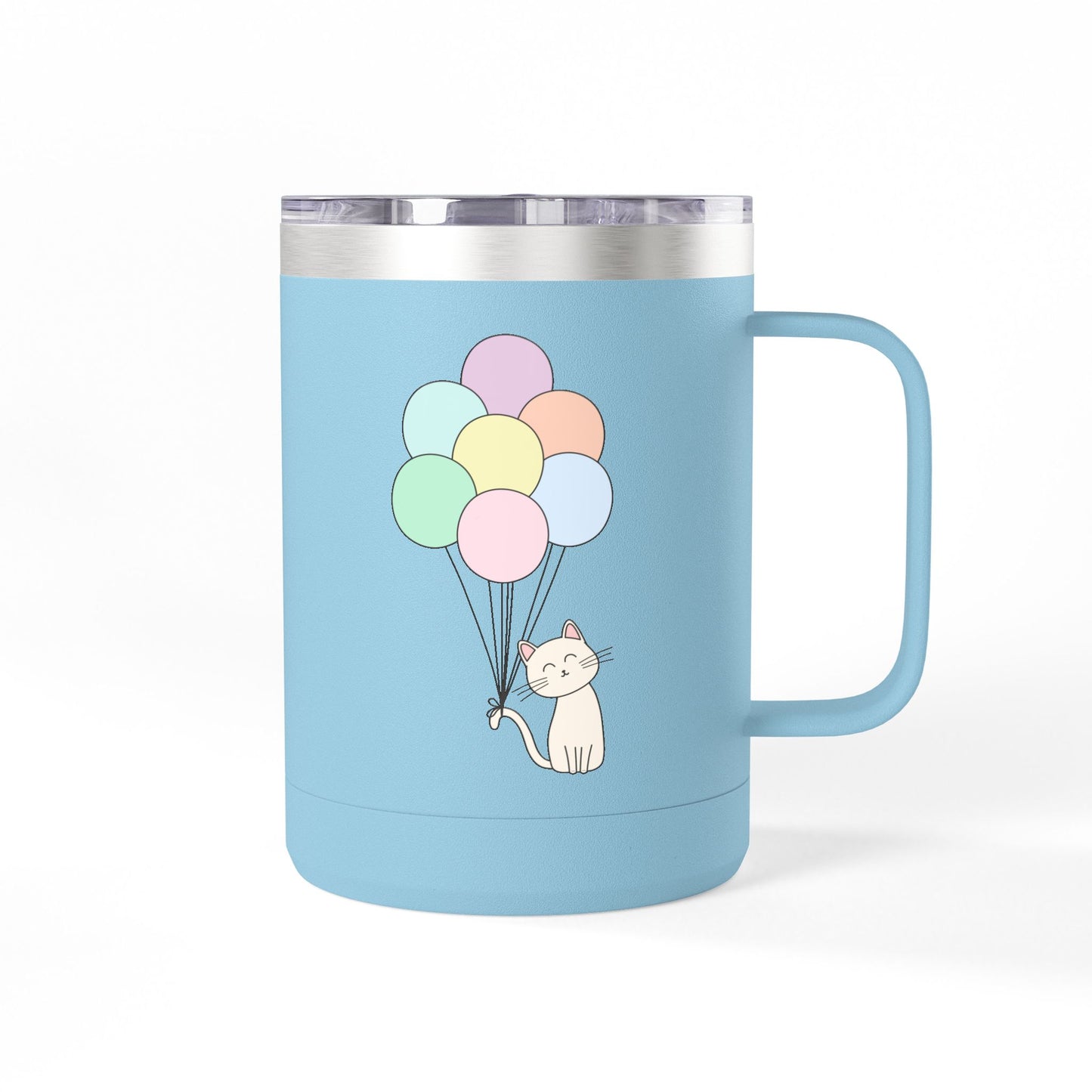 Cat With Balloons Coffee Mug Tumbler - 15oz Ceramic Mug