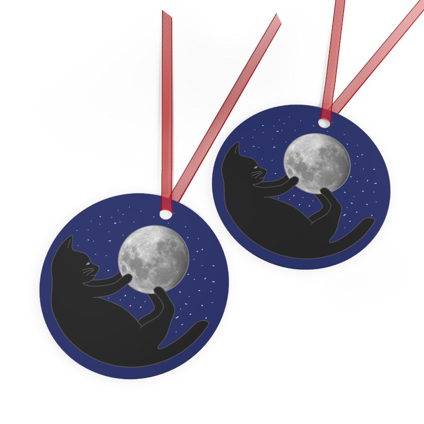 Moon and Black Cat Ornament