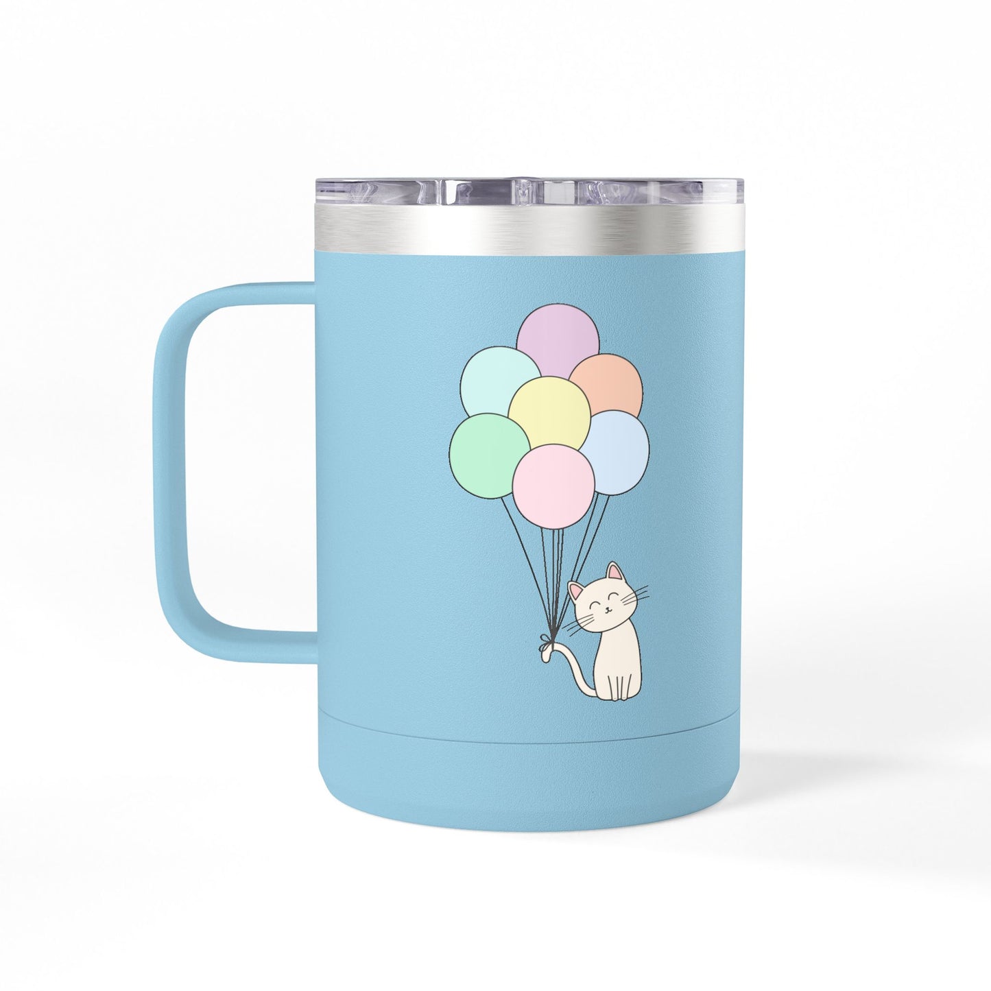 Cat With Balloons Coffee Mug Tumbler - 15oz Ceramic Mug