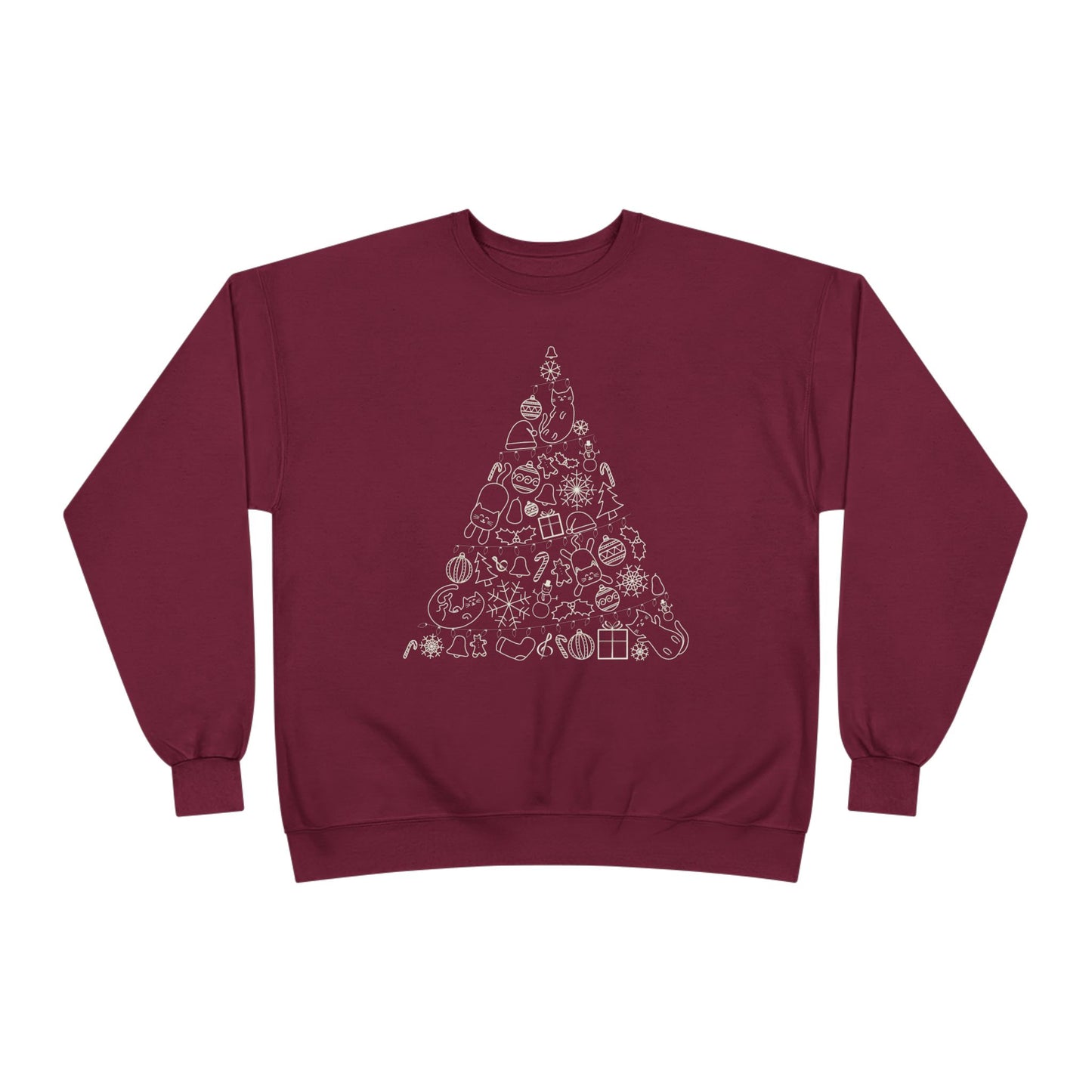 Christmas Cat Tree Sweatshirt - Cozy Holiday Unisex Eco-Friendly Crewneck