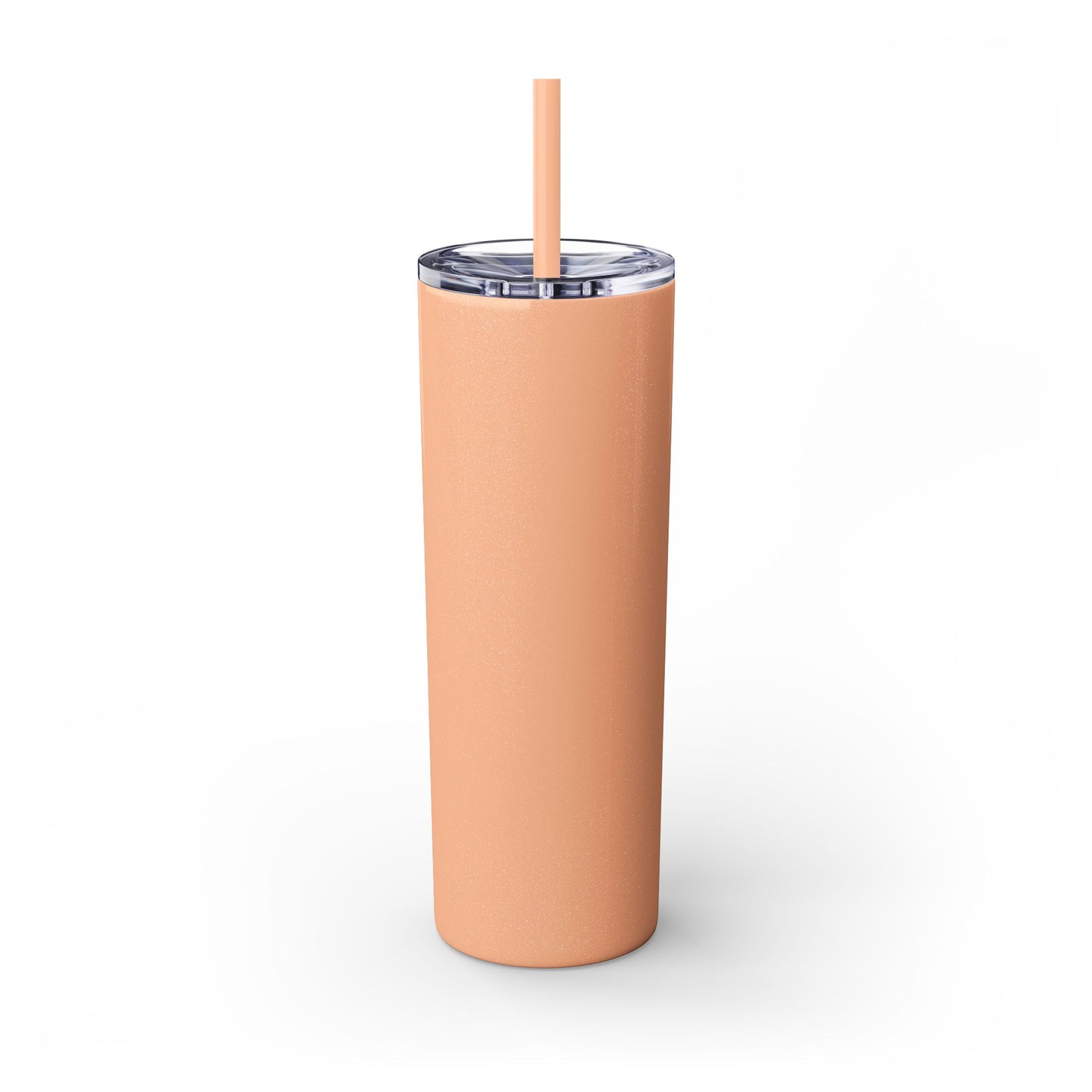 Sorry I'm Late My Cat Was Sleeping On Me - Glitter Pink Cat Water Bottle with Straw - 20oz Skinny Tumbler