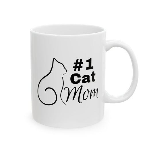 Number 1 Cat Mom Mug - Line Art Ceramic Cat Mug
