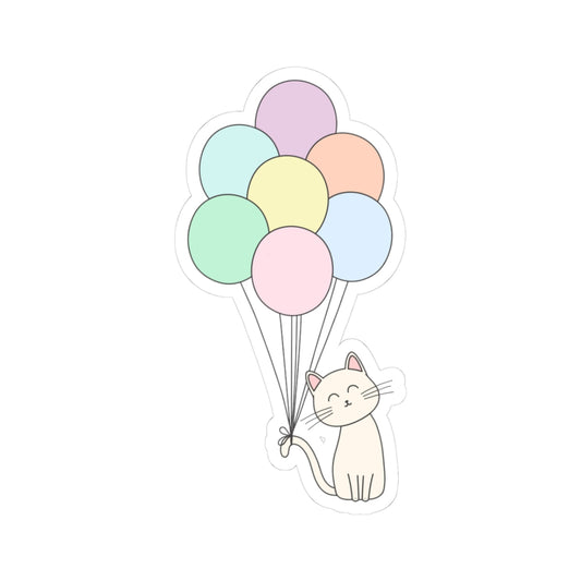 Cute Cat Stickers - Multi-Colored Balloons with Cat Sticker