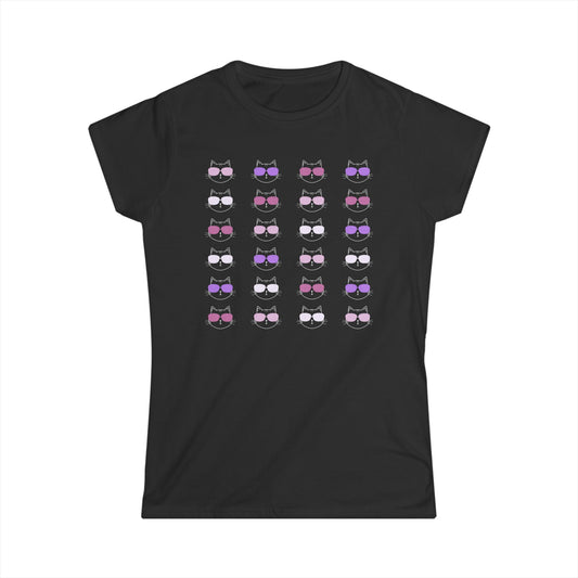 Cyberpunk Cool Cats Women’s T-Shirt with Purple Sunglasses