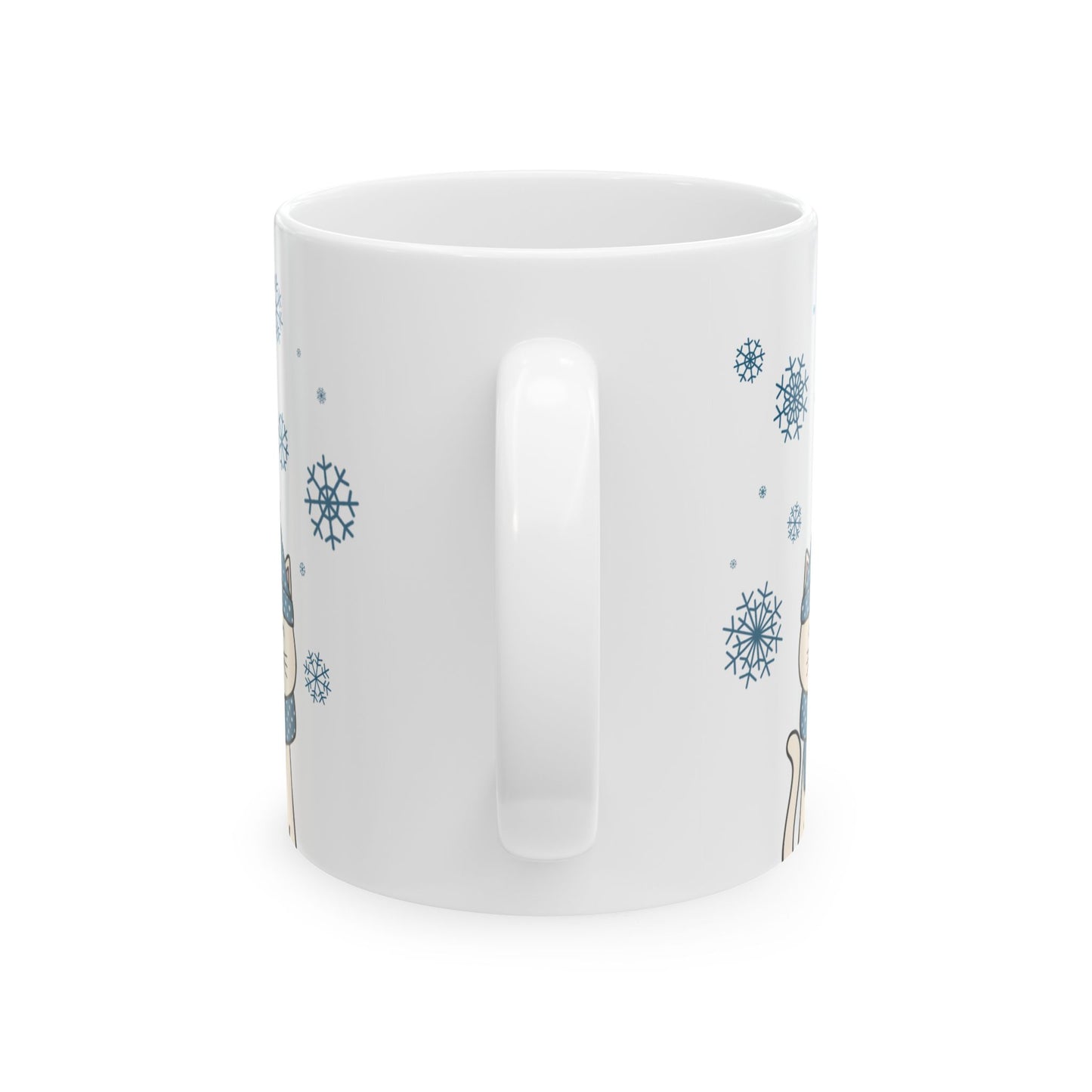 Winter White Cat Mug - White Holiday Cat Mug