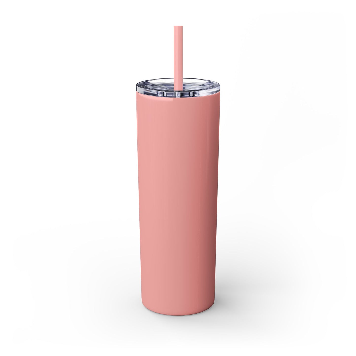 Sorry I'm Late My Cat Was Sleeping On Me - Glitter Pink Cat Water Bottle with Straw - 20oz Skinny Tumbler