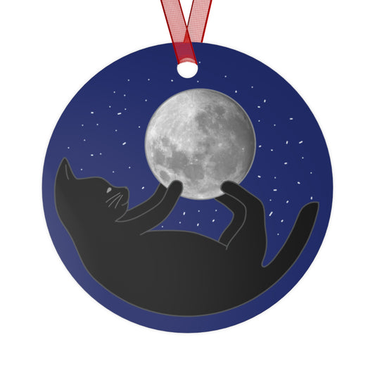 Moon and Black Cat Ornament