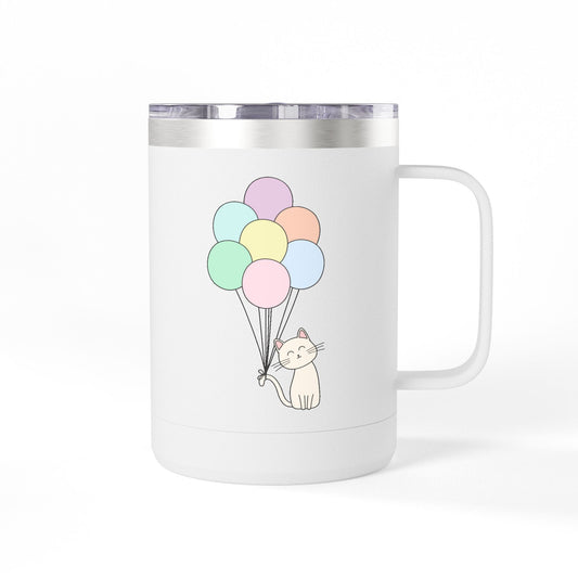 Cat With Balloons Coffee Mug Tumbler - 15oz Ceramic Mug