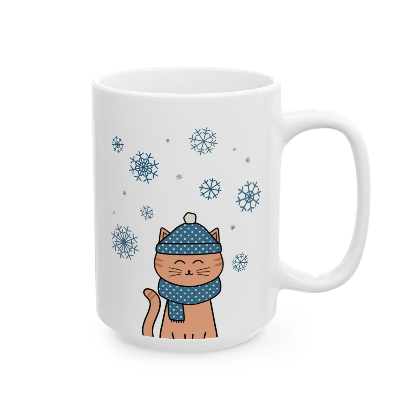 Winter Orange Cat Mug - Orange Tabby Coffee Mug